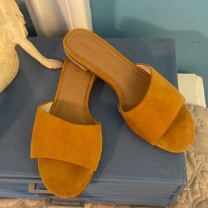 Mustard yellow Solutos suede mule flats
